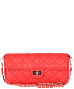 Quilted Twistlock Faux Leather Crossbody Bag 6640 RED